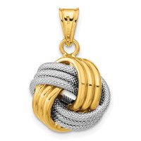 14K Two-Tone Polished Textured Love Knot Pendant view 4