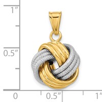 14K Two-Tone Polished Textured Love Knot Pendant view 3