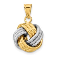 14K Two-Tone Polished Textured Love Knot Pendant view 1