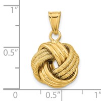 14K Yellow Gold Polished Textured Love Knot Pendant view 2