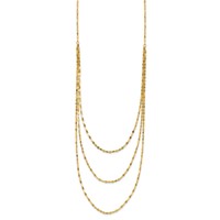 14K Yellow Gold Polished Triple Strand Bib Fancy Chain Necklace, 19.5" view 2