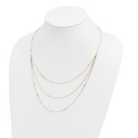 14K Yellow Gold Polished Triple Strand Bib Fancy Chain Necklace, 19.5" view 4