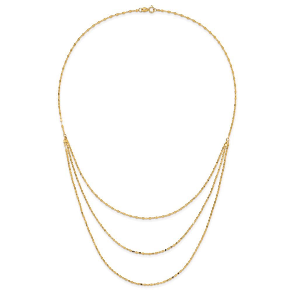 14k Polished Triple Strand Bib Fancy Chain 19.5 inch Necklace (SF2491-19.5)
