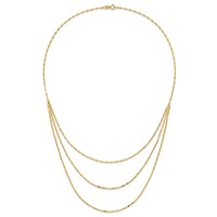 14K Yellow Gold Polished Triple Strand Bib Fancy Chain Necklace, 19.5" view 5