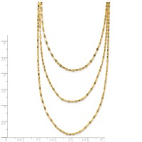 14K Yellow Gold Polished Triple Strand Bib Fancy Chain Necklace, 19.5" view 3