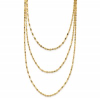 14K Yellow Gold Polished Triple Strand Bib Fancy Chain Necklace, 19.5" view 1