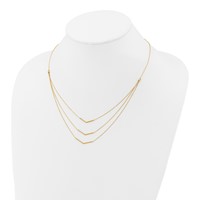 14K Yellow Gold Polished Chevron Bar 3-Strand Bib Necklace Plus 2 Inch Extender, 16" view 4