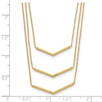 14K Yellow Gold Polished Chevron Bar 3-Strand Bib Necklace Plus 2 Inch Extender, 16" view 3