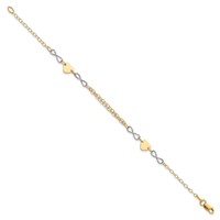 14K Two-tone Polished Infinity and Heart Bracelet, 7" view 2