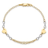14K Two-tone Polished Infinity and Heart Bracelet, 7" view 5