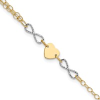 14K Two-tone Polished Infinity and Heart Bracelet, 7" view 1
