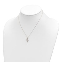 14K Yellow Gold Polished Diamond-cut CZ Cross Pendant Necklace, 16" view 4