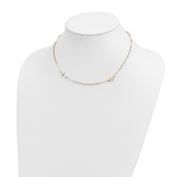 14K Yellow Gold Polished Cross and Miraculous Medal Beaded Rosary Design Necklace, 16" view 4