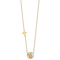 14K and White Rhodium Diamond-cut Angel and Cross Necklace, 17" view 2