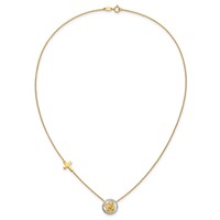14K and White Rhodium Diamond-cut Angel and Cross Necklace, 17" view 5