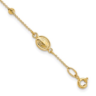 Gold Diamond-cut Cross and Miraculous Medal Bracelet