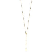 14K Yellow Gold Polished Cross and Miraculous Medal Beaded Rosary Necklace, 24" view 2