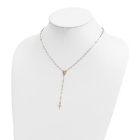 14K Yellow Gold Polished Cross and Miraculous Medal with Diamond-cut Beads Rosary Necklace Plus 3 Inch Extender, 17" view 4