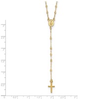 14K Yellow Gold Polished Cross and Miraculous Medal with Diamond-cut Beads Rosary Necklace Plus 3 Inch Extender, 17" view 5