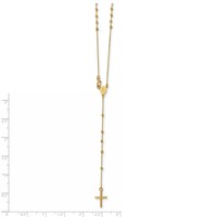 14K Yellow Gold Polished Cross and Miraculous Medal Beaded Rosary Necklace, 16.5" view 3