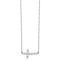 14K White Gold Polished Twisted Sideways Cross Necklace - 17in view 2