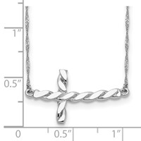 14K White Gold Polished Twisted Sideways Cross Necklace - 17in view 3