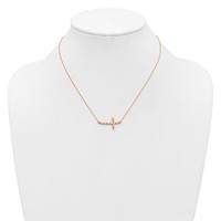 14K Rose Gold Polished Twisted Sideways Cross Necklace, 17" view 4
