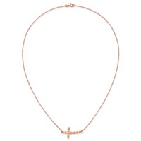 14K Rose Gold Polished Twisted Sideways Cross Necklace, 17" view 5