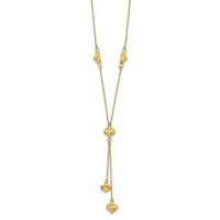 14K Yellow Gold Polished Diamond-cut Puffed Hearts Lariat Necklace Plus 2 Inch Extender, 16" view 2