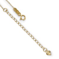 14K Yellow Gold Polished 2-Strand Diamond-cut Cross and Heart Necklace Plus 2 Inch Extender, 16" view 3