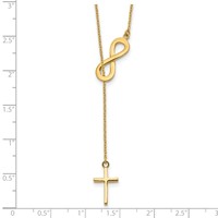 14K Yellow Gold Polished Infinity and Cross Lariat Necklace, 18" view 3