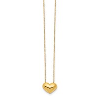 14K Yellow Gold Polished Puffed Heart Necklace, 18" view 2