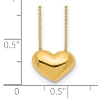 14K Yellow Gold Polished Puffed Heart Necklace, 18" view 3