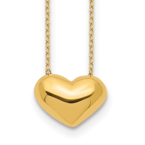 14K Polished Puffed Heart 18 Inch Necklace