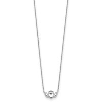 14K White Gold Polished Claddagh Necklace - 17in view 2