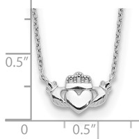 14K White Gold Polished Claddagh Necklace - 17in view 3