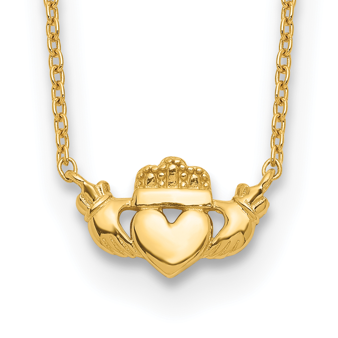 14k Polished Claddagh 17 inch Necklace (SF2532-17)