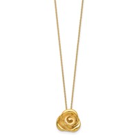 14K Yellow Gold Polished Puffed Rose Necklace, 18" view 2