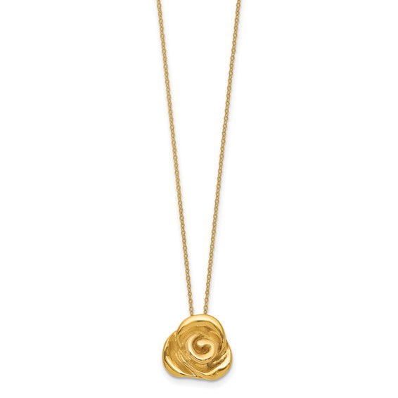 14k Polished Puffed Rose 18 inch Necklace