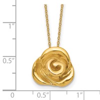 14K Yellow Gold Polished Puffed Rose Necklace, 18" view 3