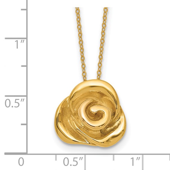 14k Polished Puffed Rose 18 inch Necklace