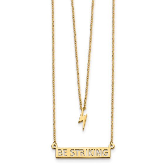 14k Two-Strand Polished Lightning & Be Striking Bar Necklace