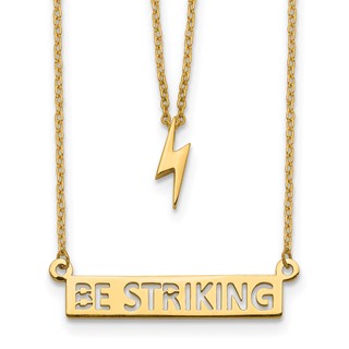 14k Two-Strand Polished Lightning & Be Striking Bar Necklace