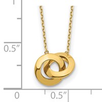 14K Yellow Gold Polished Fancy Interlocking Circles Necklace Plus 1 Inch Extender, 16" view 3