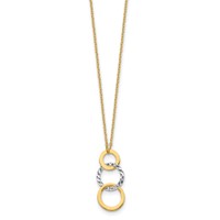 14K Two-tone Polished and Textured 3-Circle Dangle Necklace, 17" view 2