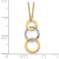 14K Two-tone Polished and Textured 3-Circle Dangle Necklace, 17" view 3