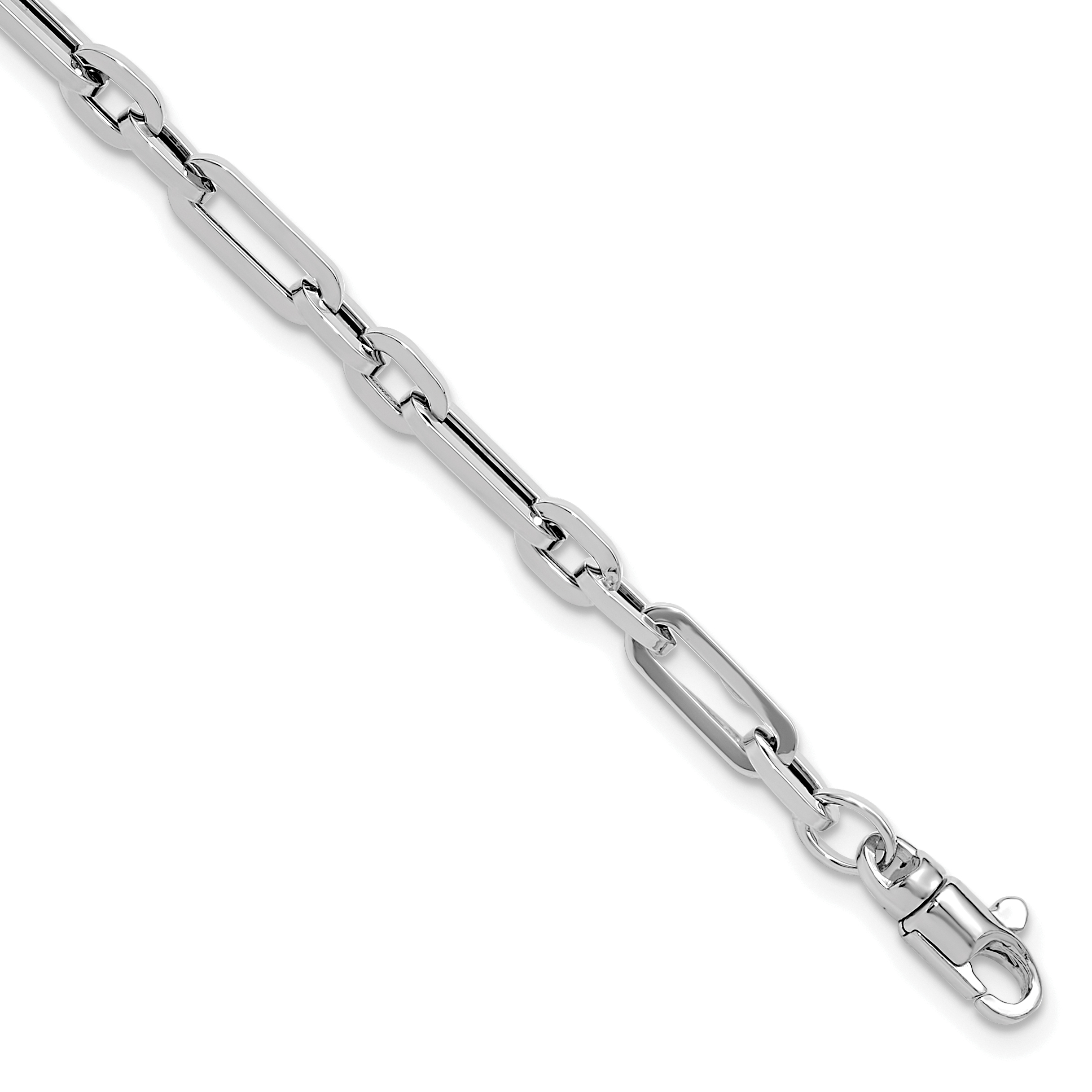 14K White Gold Polished 5mm Fancy Link 7.5 inch Bracelet (SF2569W-7.5)
