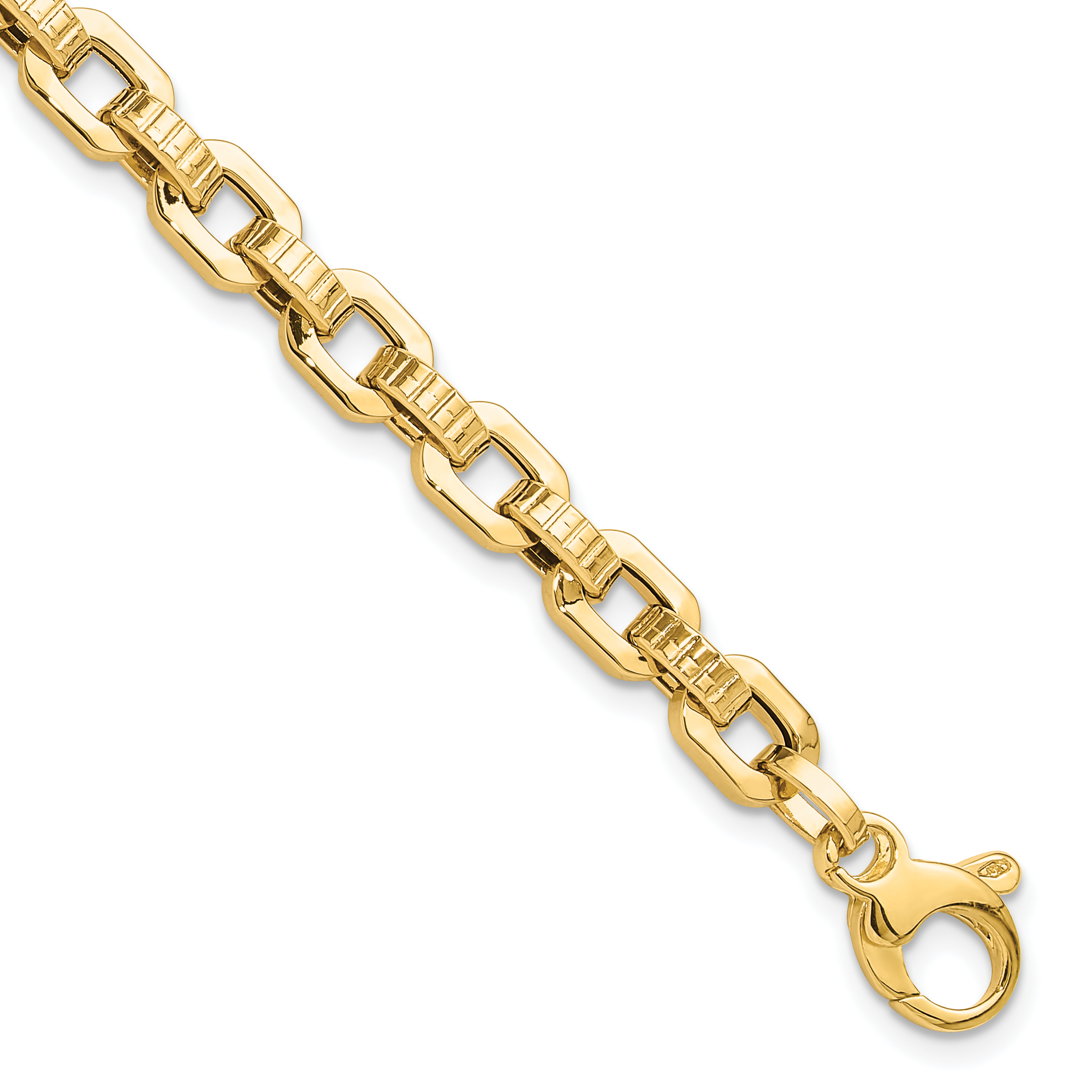 14K Polished and Textured Fancy Link 7.5 inch Bracelet (SF2589-7.5)