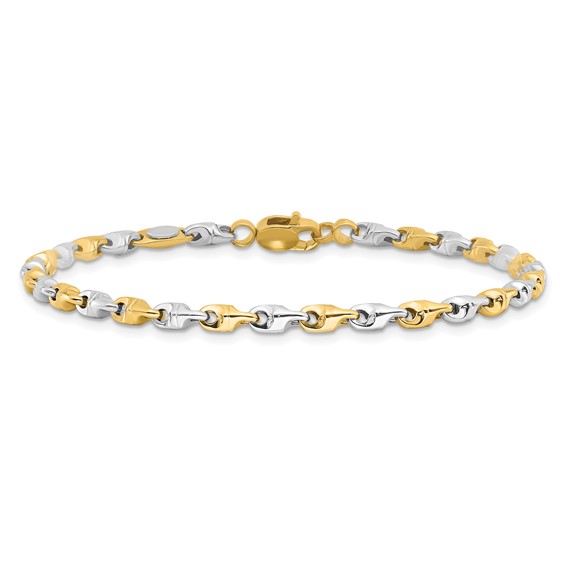 14K Two-tone Polished Fancy Link 7.5 inch Bracelet