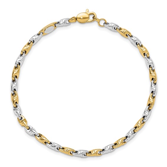 14K Two-tone Polished Fancy Link 7.5 inch Bracelet